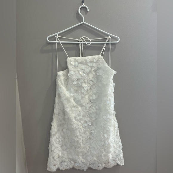 Mango white sequined hater neck dress | Size Medium | Bachelorette - Picture 4 of 5